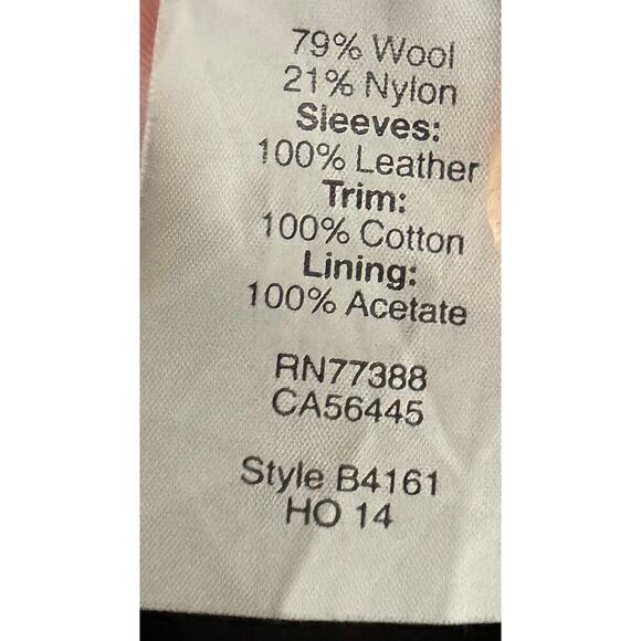 MADEWELL Leather Sleeve Wool Varsity Bomber Mid-length Jacket Coat Women’s Sz 10 - Picture 5 of 6